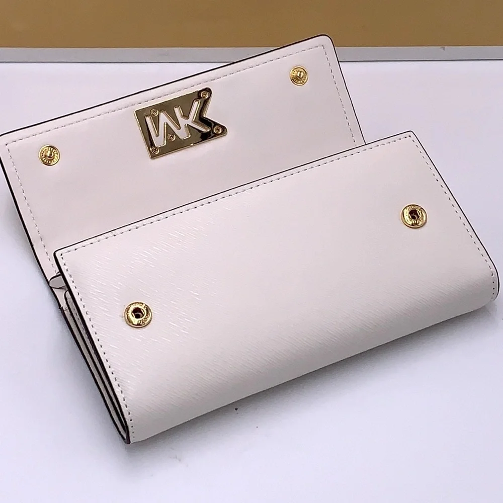 NWT MICHAEL KORS MIMI LARGE BIFOLD WALLET OPTIC WHITE COLOR